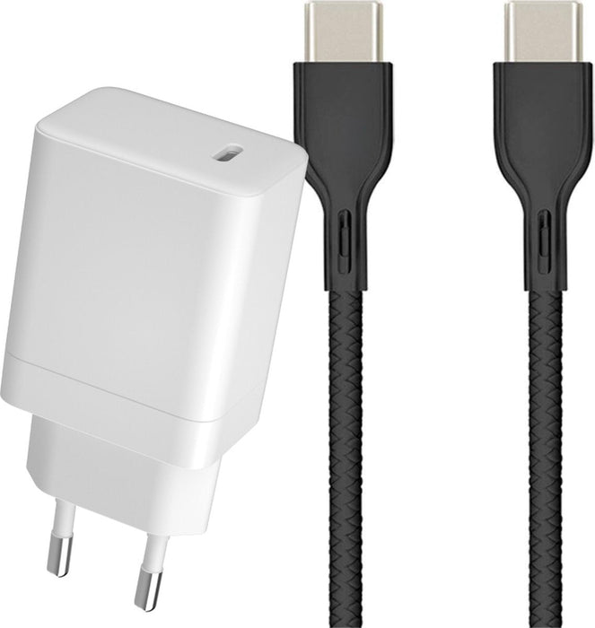 USB C Snellader + USB-C Kabel - 65W - Super Fast Charge 2.0 - GaN Technologie - Ultra Compact - 2 Meter - Extra Sterke Oplaadkabel - Geschikt voor Laptop, MacBook Pro, iPad Pro, Samsung S23 Ultra, S24 Ultra, A54 - Opladers - Phreeze