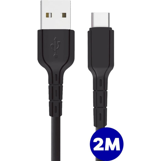 USB-C Stekker Oplader Kabel 2 Meter voor Samsung met Quick Charge - Extra Verstevigd - Zwart - Kabels - Phreeze