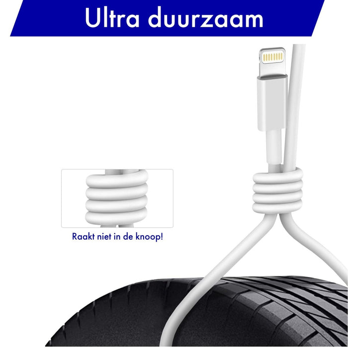 USB naar Lightning Kabel - 1 Meter - 3 PACK - Oplaadkabel iPhone - Gecertificeerd voor Apple iPhone en Apple iPad