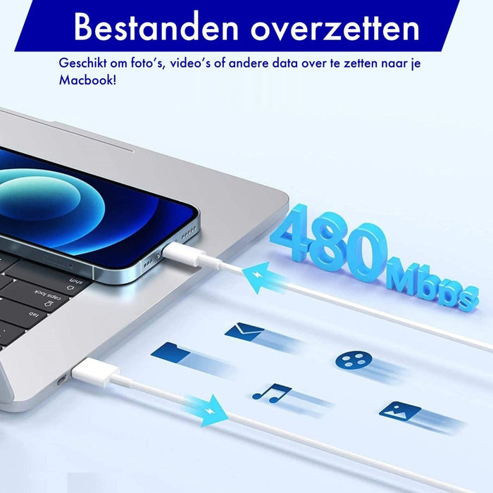 USB naar Lightning Kabel - 1 Meter - 3 PACK - Oplaadkabel iPhone - Gecertificeerd voor Apple iPhone en Apple iPad