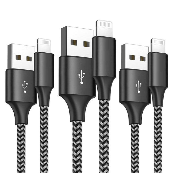 USB naar Lightning Snellader 2 Meter voor iPhone en iPad - Extra Sterk - 3PACK - Gecertificeerd - Oplader voor Apple iPhone en iPad
