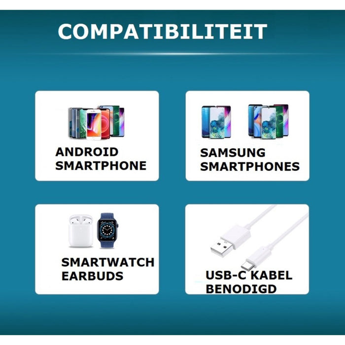 USB Oplaadstekker met USB-C Kabel 1 Meter - Snellaadfunctie - Oplaadsnoer - Snellaadfunctie - USB Oplader - Samsung Snellader - Oplader Samsung - Fast Charging - Samsung Adapter - Samsung Snellader - Adapter USB - Adapter Universeel - PowerPort