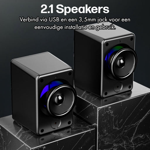 USB Speaker RGB - PC - 2.0 - Jack 3.5mm - USB voeding - 2x3 Watt - Zwart - Phreeze - RGB Verlichting - Computer - Phreeze