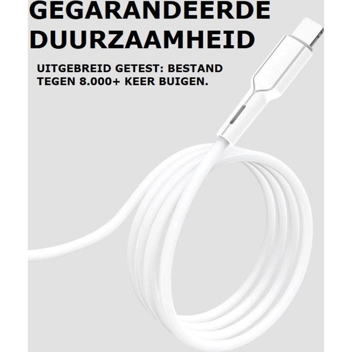 USB Stekker met USB-C Kabel 2 Meter - Snellaadfunctie - Oplaadsnoer - Oplader - Snellaadfunctie - USB Oplader - Samsung Snellader - Oplader Samsung - Fast Charging - Samsung Adapter - Samsung Snellader - Adapter USB - Adapter Universeel - PowerPort