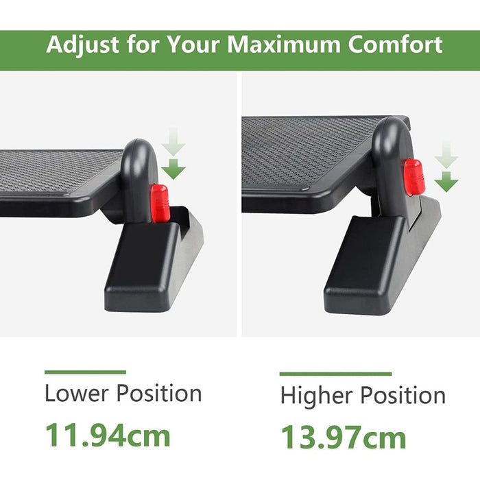 Voetensteun - Verstelbaar in Hoogte + Hoek - Voor Bureau, Kantoor, Thuis - Voetenbank met Massageoppervlak - Gadgets - Phreeze
