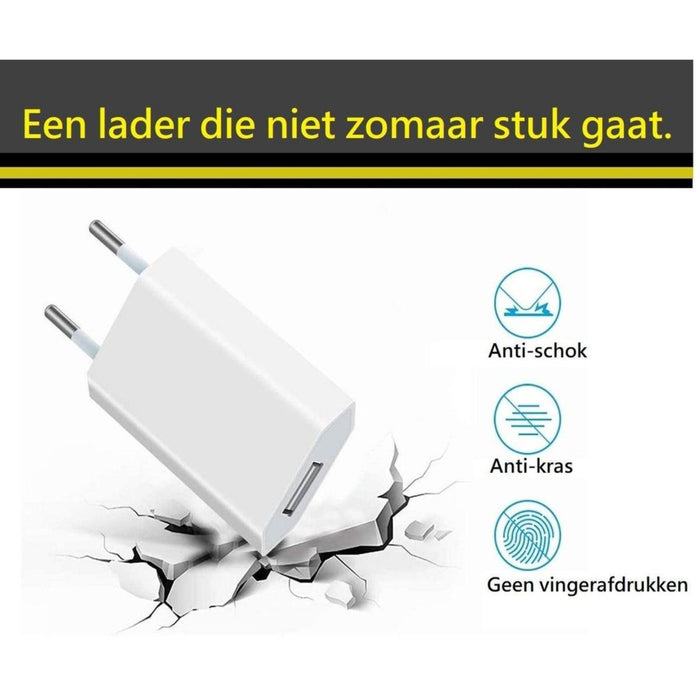 Voordeelverpakking iPhone Lightning Oplaadkabel | 2 Meter | Inclusief 5 Watt Lader | Oplaadstekker voor Apple iPhone 5/6/7/7 Plus/8 Plus/X/Xr/Xs/Xs Max/11/11 Pro/11 Pro Max | Lader voor iPhone / iPad | Oplader | Adapter - Opladers - Phreeze